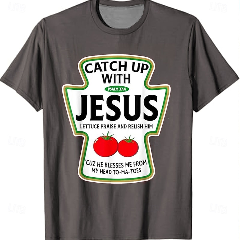 Easter Men's Funny Jesus T Shirt Short Sleeve T shirt 3D Print Crew Neck Shirt Designer Casual Party Holiday Gray Summer Spring Clothing Apparel S M L XL XXL XXXL2