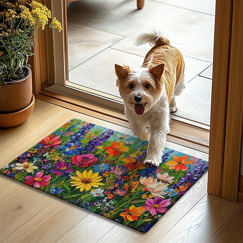 Floral Doormat Kitchen Mat Floor Mat Non-Slip Area Rug Oil Proof Rug Indoor Outdoor Mat Bedroom Decor Bathroom Mat Entrance Rug Spring Summer2