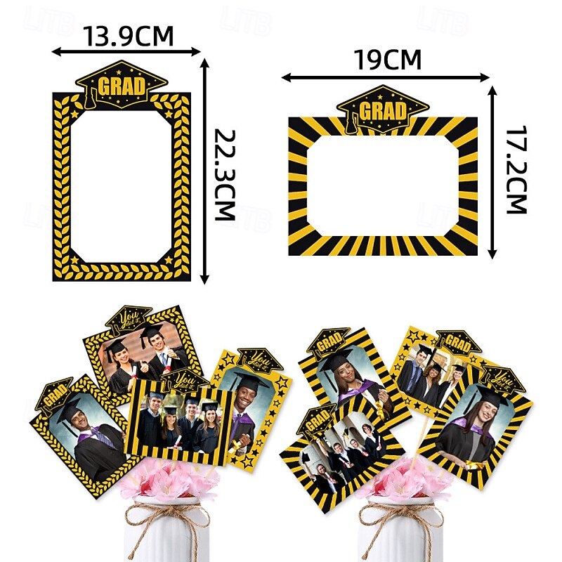 18pcs Graduation Season Vase Insert, New Graduation Party Decor, Grad Photo Vase Picks, Graduation Party Decoration for Table Centerpieces4