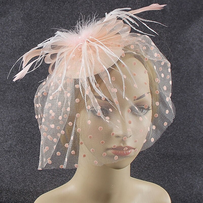 Fascinators Polyester Fedora Hat Floppy Hat Veil Hat Tea Party Kentucky Derby Horse Race Ladies Day Cocktail Elegant Vintage Simple With Feather MiniSpot Headpiece Headwear2
