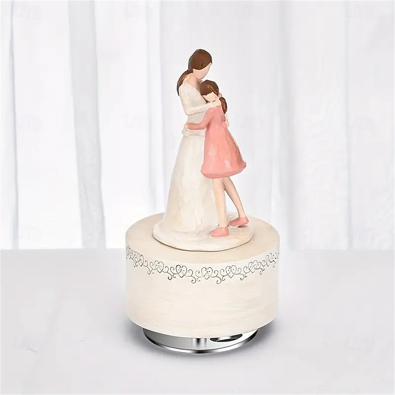 1pc Resin Musical Box 5.5 Inch Mother-Daughter Figurine Ideal Gift For Mom From Daughter For Birthday Mothers Day Gift For Home Room Living Room Office Decor2
