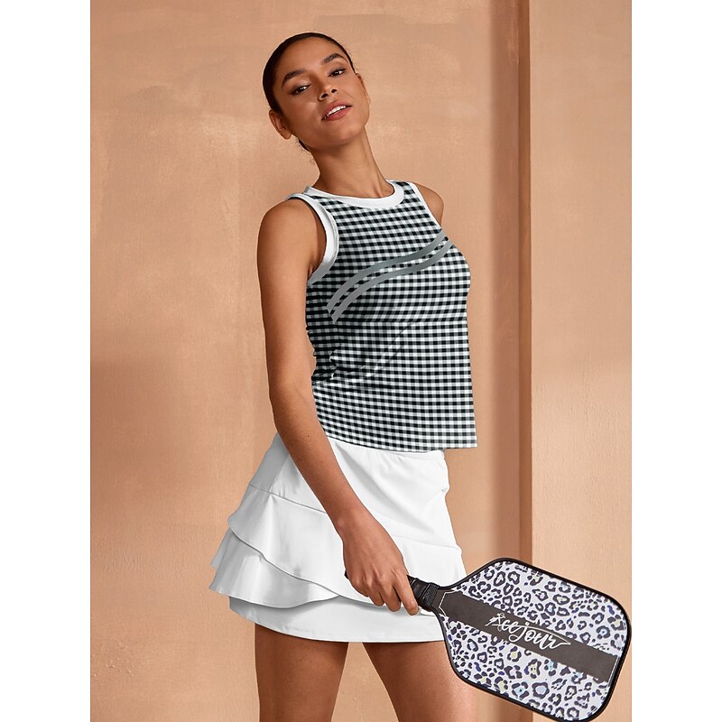 Women's Tennis Shirt Black Sleeveless Top Ladies Golf Attire Clothes Outfits Wear Apparel