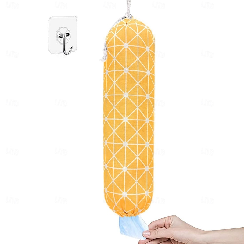 Wall-Mounted Plastic Bag Dispenser, Large Hanging Grocery Bag Storage Organizer, Easy Pull-Out Trash Bag Holder for Kitchen & Home