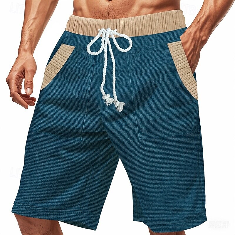 Men's Sweat Shorts Shorts Bermuda shorts Casual Shorts Pocket Drawstring Elastic Waist Color Block Comfort Breathable Knee Length Outdoor Yoga Daily Sports Athleisure Denim Blue Black Micro-elastic
