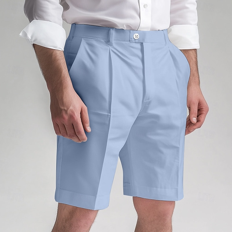 Men's Shorts Dress Shorts Bermuda shorts Pocket Straight Leg Plain Comfort No-Iron Knee Length Office Business Daily Elegant Fashion Black White