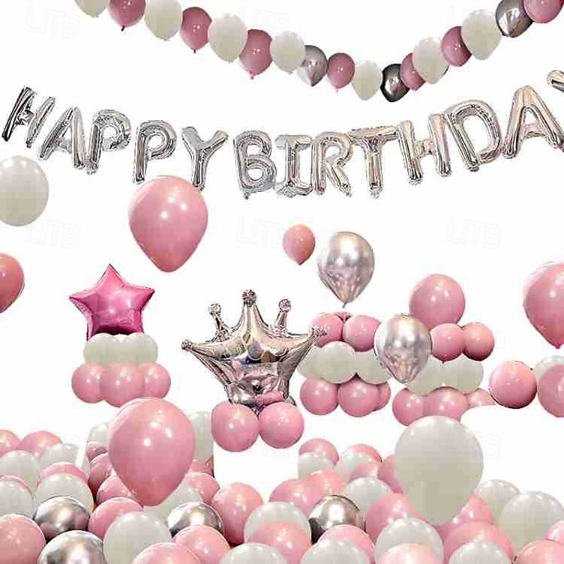 Birthday Party Scene Decoration Set - Multicolor Balloons with 'Happy Birthday' Balloons Banner