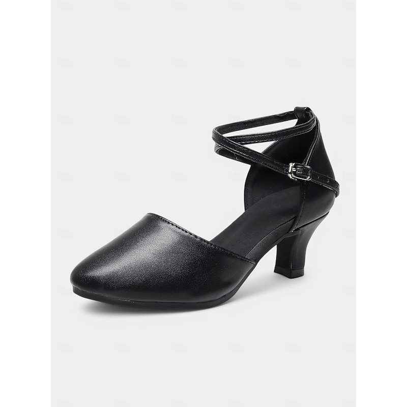 Beige Cross Strap Dance Shoes - Comfortable Kitten Heel Ballroom & Tango Performance Shoes4