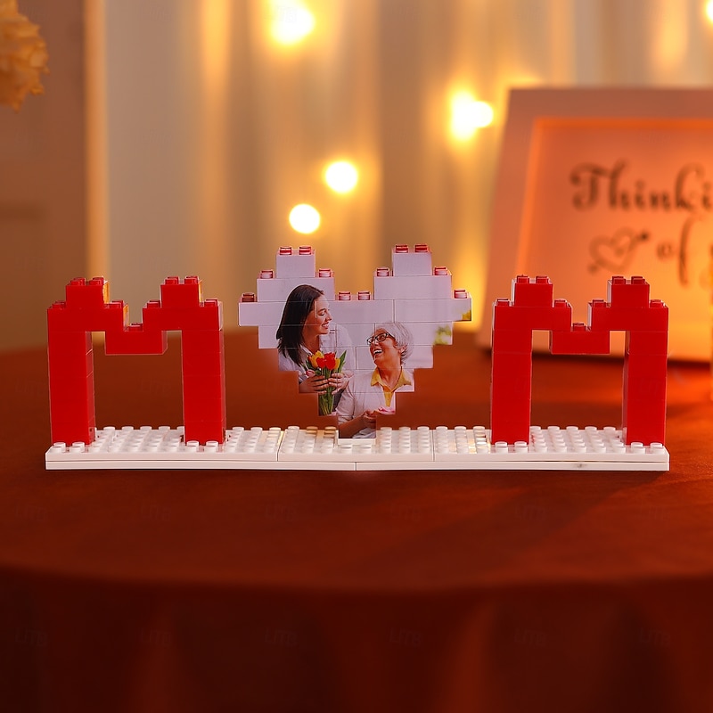 Personalized Photo Cube Puzzle Custom Best Gift for Mom – Custom Gift for Mother's Day, Women's Day, Halloween, Christmas, New Year, Home Decor, Double-Sided Picture Block Ornament