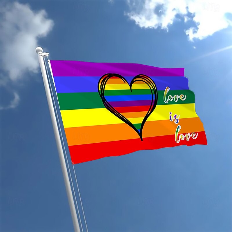 June Pride Month LGBTQ LGBT Pride Flag Rainbow Outdoor Indoor with Grommets House Yard Garden Decorations Holiday Banner Sign Happy Pride2