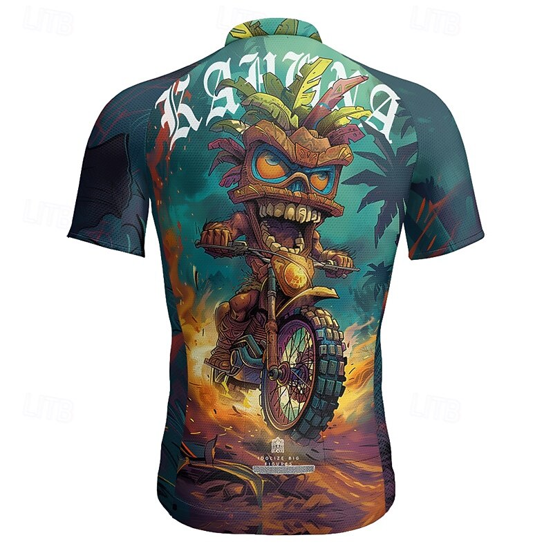 Men's Cycling Jersey Graphic Short Sleeve Bike Tee Tshirt Jersey with 3 Rear Pockets Mountain Bike MTB Quick Dry Anatomic Design Wicking Breathable Sports Blue Dark Green Green Clothing Apparel4