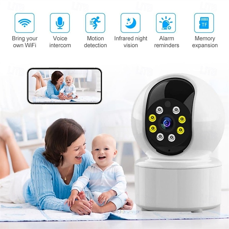 1080P Wireless CCTV IP Camera Surveillance, Night Vision Home Security Camera with 2 Way Audio NO CARD