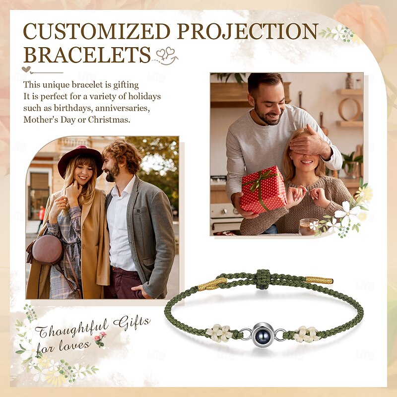 Personalized Heart-Shaped Bracelet Custom Best Gift for Mom - Photo Engraved with Projection Stone, Meaningful Gift for Mother, Wife, Partner, Female Friends, Perfect for Mother's Day, Women's Day4