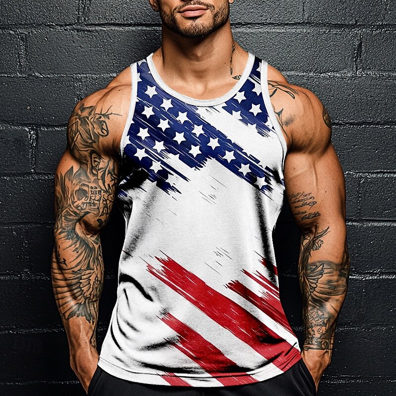 Patriotic T Shirts For Men National Flag T Shirt Tee Top Cotton Short Sleeve Graphic Shirt White Army Green Gray Comfortable Tee Vacation Street Fashion Designer Clothing