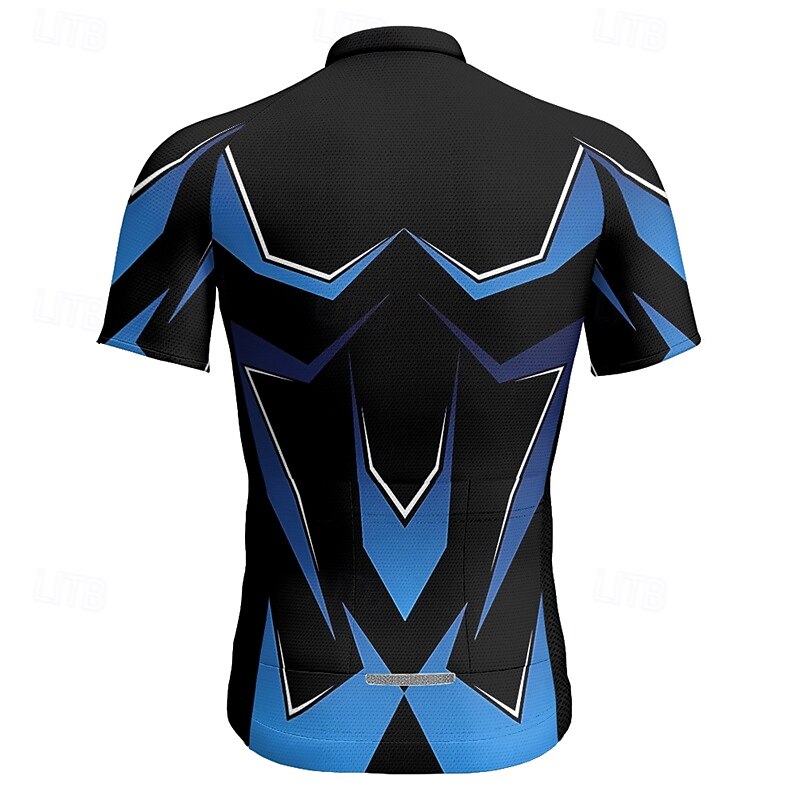 Men's Cycling Jersey Geometric Short Sleeve Bike Tee Tshirt Jersey with 3 Rear Pockets Mountain Bike MTB Quick Dry Anatomic Design Wicking Breathable Sports Blue Green Clothing Apparel2