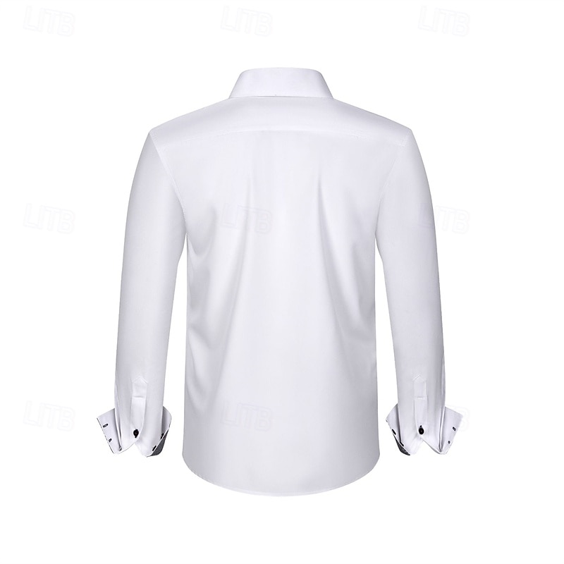 Men's Dress Shirt Button Down Shirt Wrinkle Resistant Wedding Outdoor Light Blue Black White Pink Long Sleeve Turndown Summer Spring Clothing Apparel3