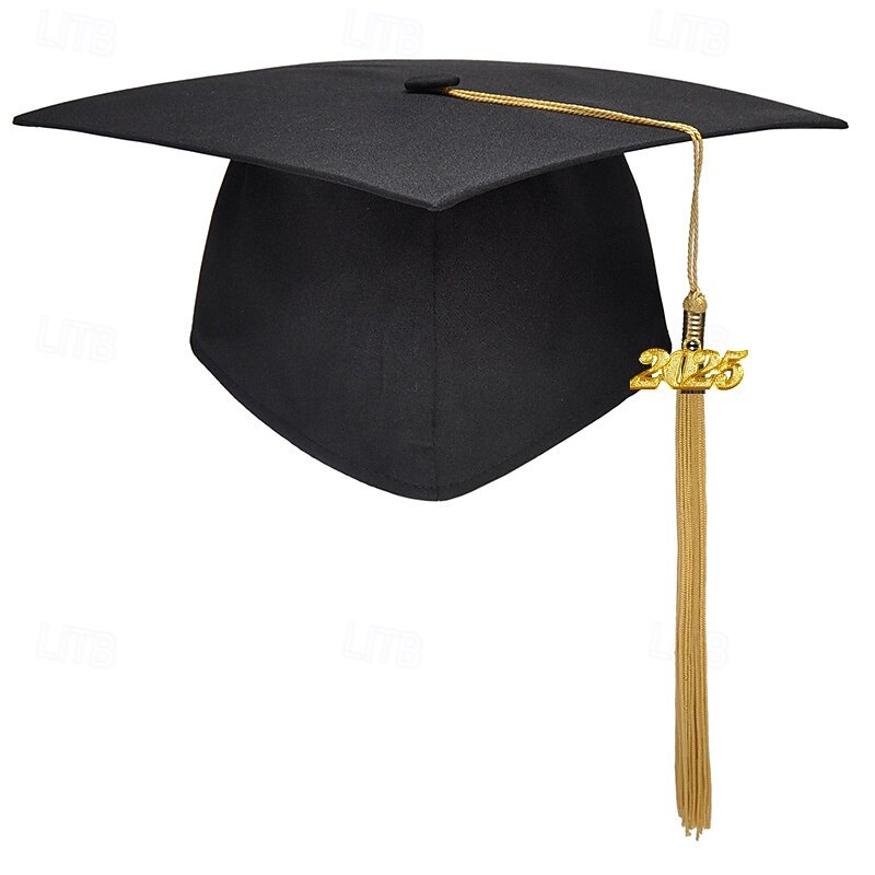 Graduation Cap with 2025 Tassel, Black Bachelor Master Doctoral Cap for High School & College Graduation Ceremony, Adult Academic Cap4