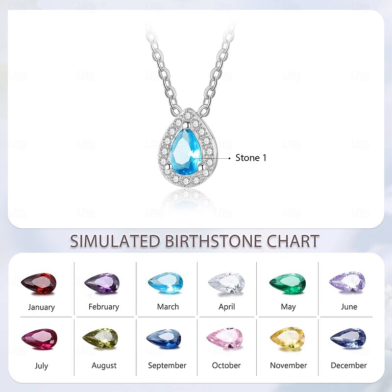 Personalized Birthstone Necklace Custom Best Gift for Mom - Custom Pendant Gift for Mom, Wife, Girlfriend – Unique Mother's Day, Valentine's Day, Anniversary, Christmas, Birthday Gift