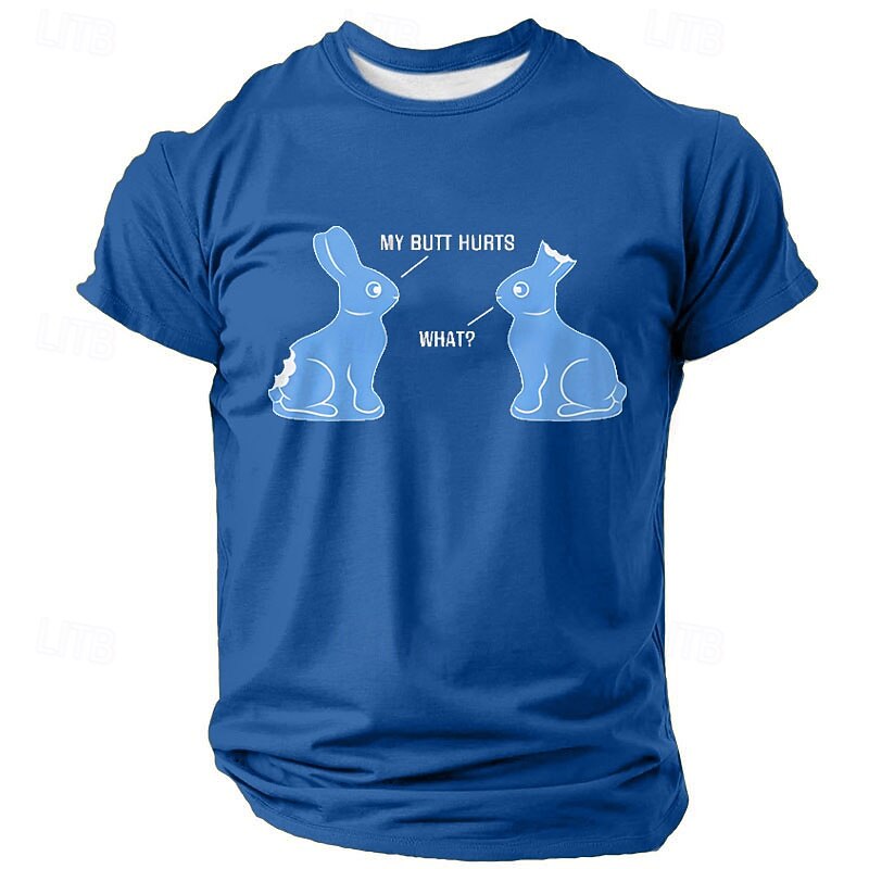 Easter Men's Rabbit Chocolate T Shirt Short Sleeve T shirt 3D Print Crew Neck Shirt Designer Casual Party Holiday Black Blue Green Summer Spring Clothing Apparel S M L XL XXL XXXL4