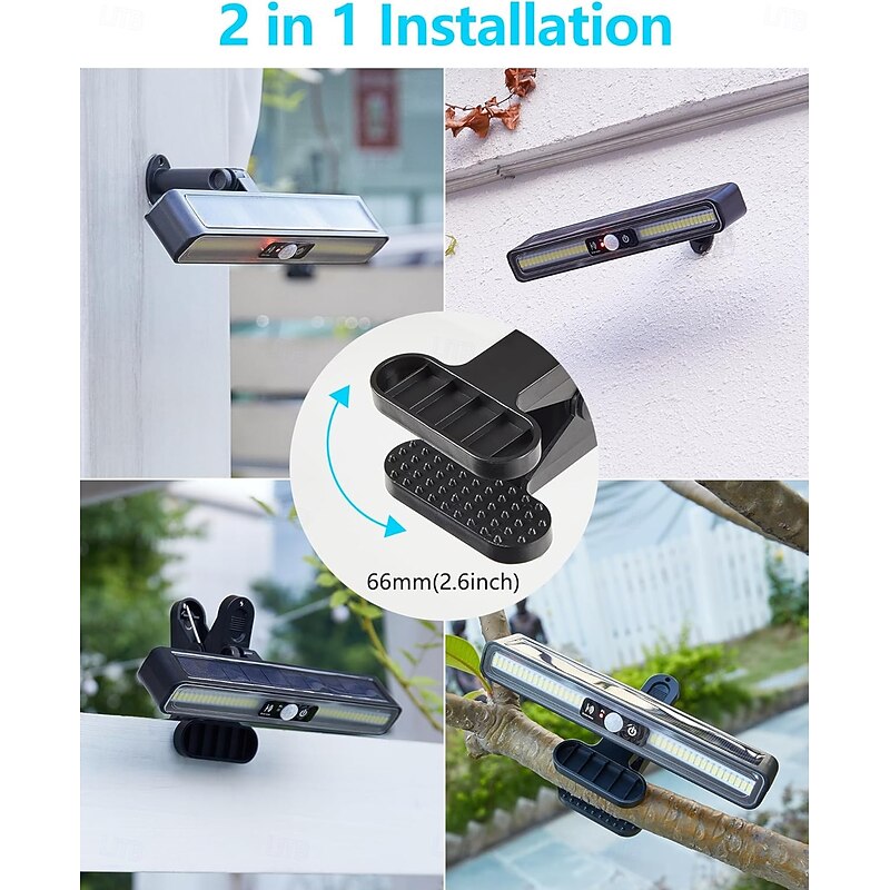 LED Street Lights Clip On Solar Motion Lights Outdoor Waterproof Solar Fence Lights Outdoor with 3 Lighting Modes 36 LED Portable Security Light for Fence Gutter Backyard Garage Camping (2Pcs 1PC)4