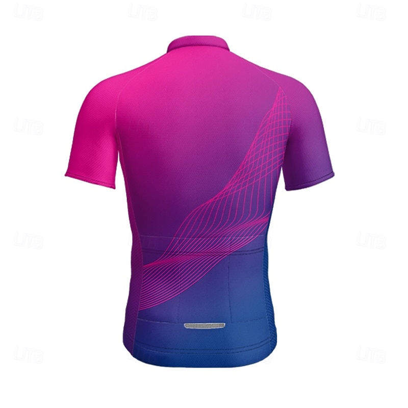 Men's Cycling Jersey Geometric Short Sleeve Bike Tee Tshirt Jersey with 3 Rear Pockets Mountain Bike MTB Quick Dry Anatomic Design Wicking Breathable Sports Burgundy Navy Blue Purple Clothing Apparel3
