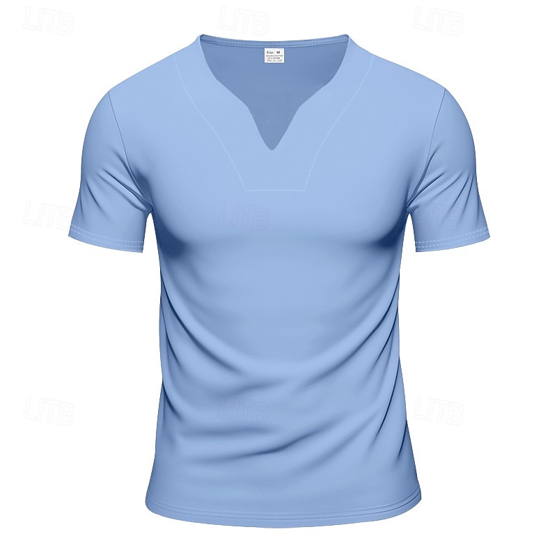 Men's T Shirt Tee Short Sleeve Shirt Tee Top Short Sleeve V Neck Summer Plain Fashion Designer Basic Classic Vacation Street Going out Black White Orange Top Tee for Men