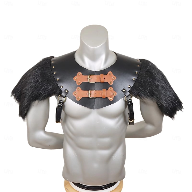 Retro Vintage Medieval Renaissance Armor Shoulder Armor Chest Guard Warrior Viking Fancy Dress Men's Viking Halloween Carnival Performance Party LARP Adults' Chest Guard3