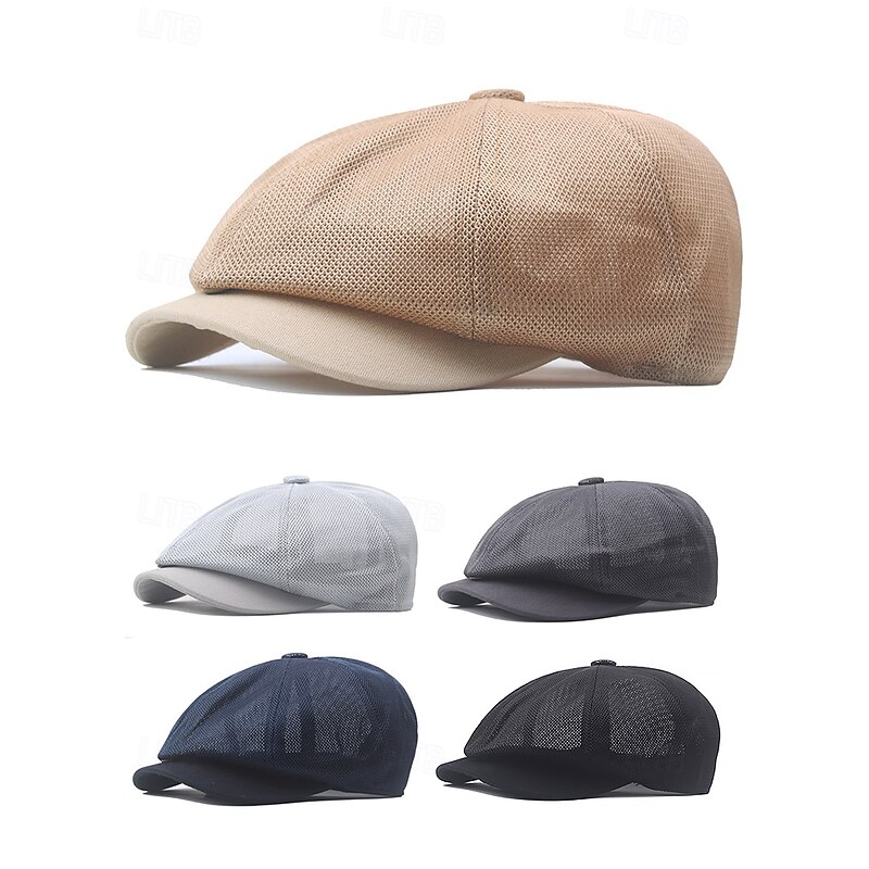 Men's Breathable Mesh Newsboy Cap – Lightweight Vintage Flat Cap for Summer, Stylish Gatsby Ivy Hat for Casual and Outdoor Wear
