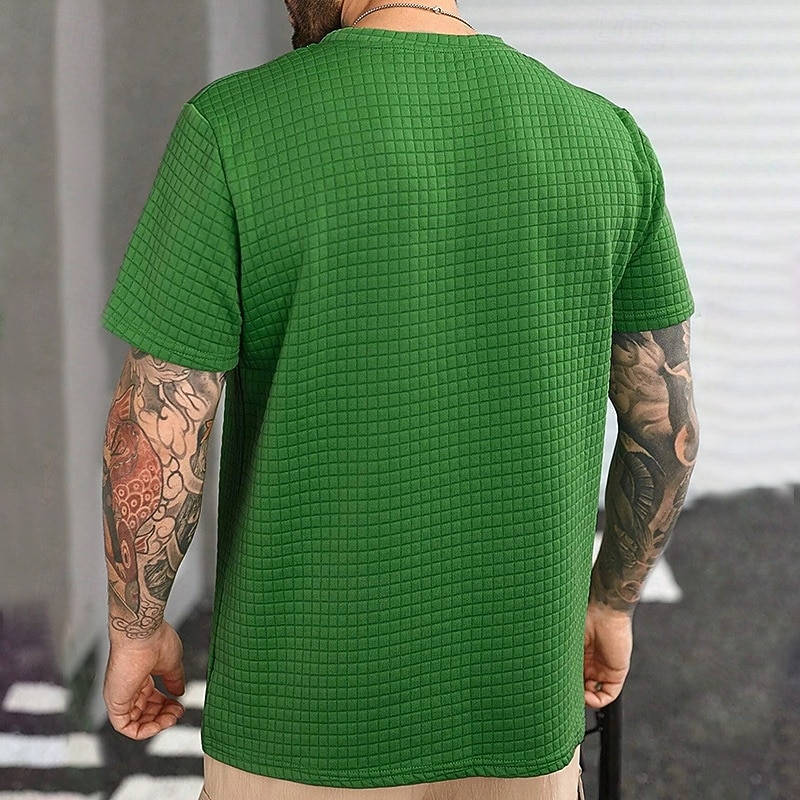 Men's Tee Short Sleeve Shirt Tee Top Short Sleeve Crewneck Summer Letter Print Fashion Designer Front Pocket Vacation Street Going out Green Top Tee for Men3