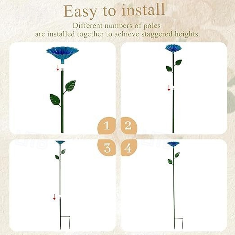 4 Packs Outdoor Bird Feeder Rustic Iron Garden Decor, Bee & Butterfly Birdbath Feeders, Cast Iron Wild Bird Feeding Bowls, Yard Stakes for Garden Decoration2