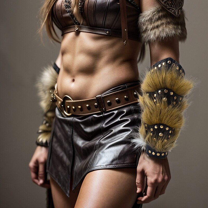 Retro Vintage Medieval Renaissance Armor Wristband Armband Fancy Dress Men's Celtic Carnival Masquerade LARP Adults' Wrist Brace All Seasons3