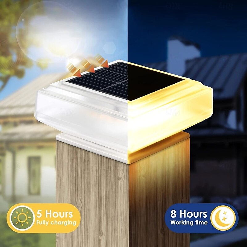 1Pc LED Solar Outdoor Lights Ground Lights Patio Light 30LEDs Solar Post Light for Wooden Posts Stairs Sidewalk Garden Courtyard Outdoor Waterproof Lighting Decoration2