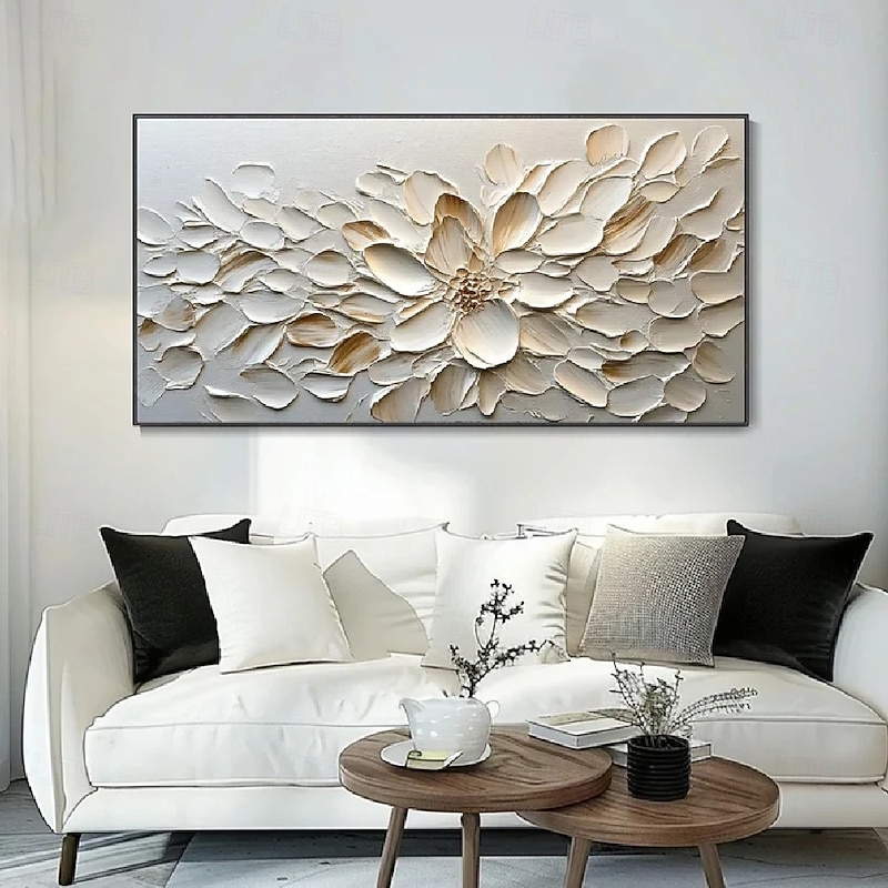 Large Flower Landscape Oil Painting On Canvas hand painted Pastel Floral Painting Spring Flower Scenery Painting Large Wall Art tree painting for Living Room Decor
