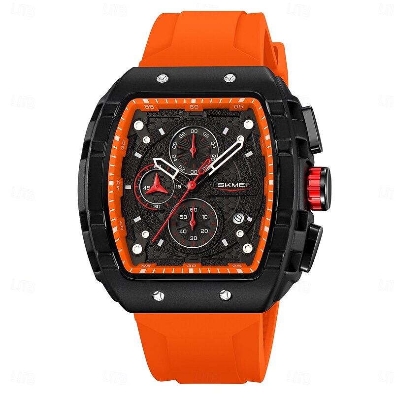 SKMEI  Fashionable Outdoor Wine Barrel Shaped Men's Watch with Curved Mirror Gradient Three Needle Timing for Men's Sports Watch4