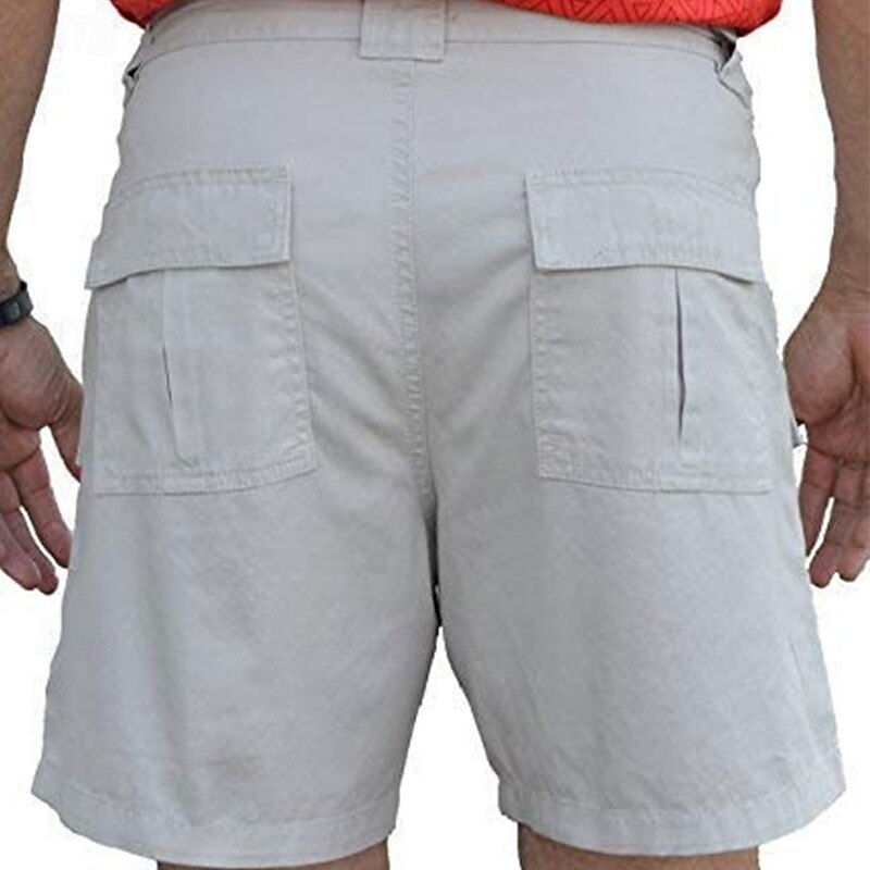 Men's Cargo Shorts Shorts Bermuda shorts Elastic Waist Multi Pocket Straight Leg Plain Breathable Moisture Wicking Knee Length Outdoor Casual Camping & Hiking Fashion Streetwear Black White3