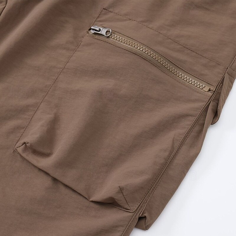 Men's Cargo Shorts Outdoor Shorts Shorts Running Shorts Elastic Waist Zipper Pocket 6 Pocket Plain Quick Dry Moisture Wicking Knee Length Outdoor Casual Daily Fashion Streetwear Black White3