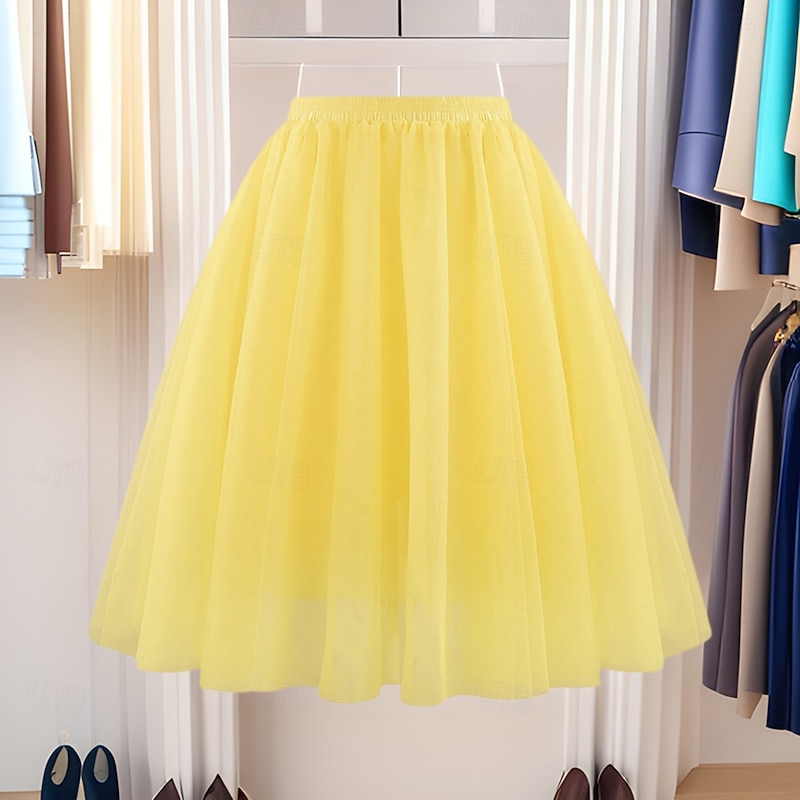 Retro Vintage 1950s Petticoat Hoop Skirt Under Skirt Tulle Skirt A-Line Fancy Dress Women's Masquerade Party Evening Wear Cocktail Party Tea Party Adults' Skirt