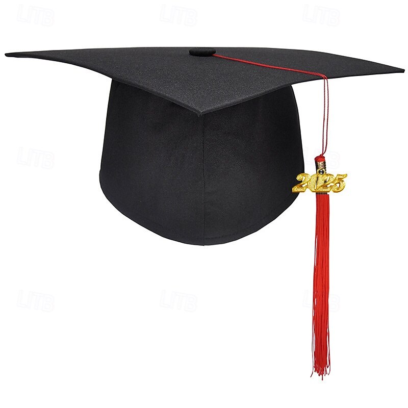 Graduation Cap with 2025 Tassel, Black Bachelor Master Doctoral Cap for High School & College Graduation Ceremony, Adult Academic Cap2