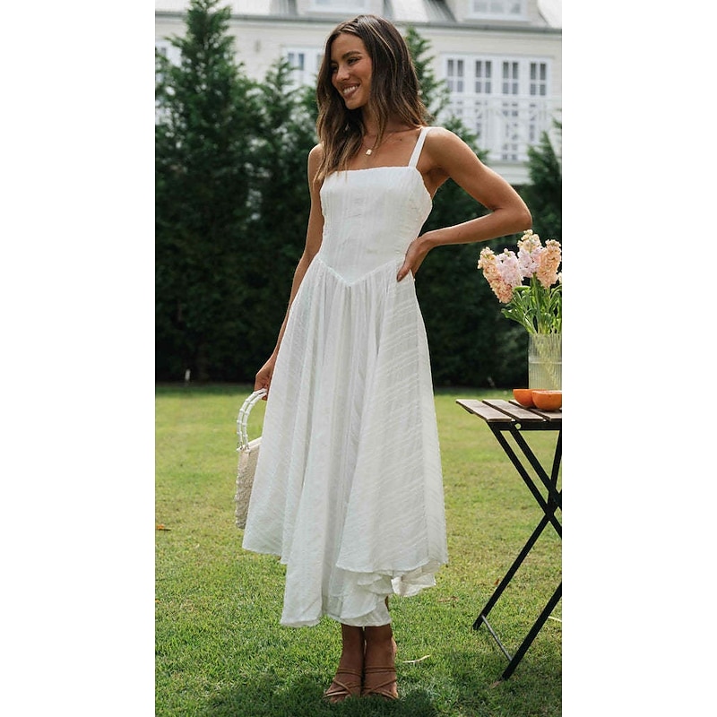 Retro Vintage Medieval Renaissance Midi Dress Flare Dress Corset Regency Inspired Solid Color Fancy Dress Women's Wedding Vacation Casual Daily Adults' Dress