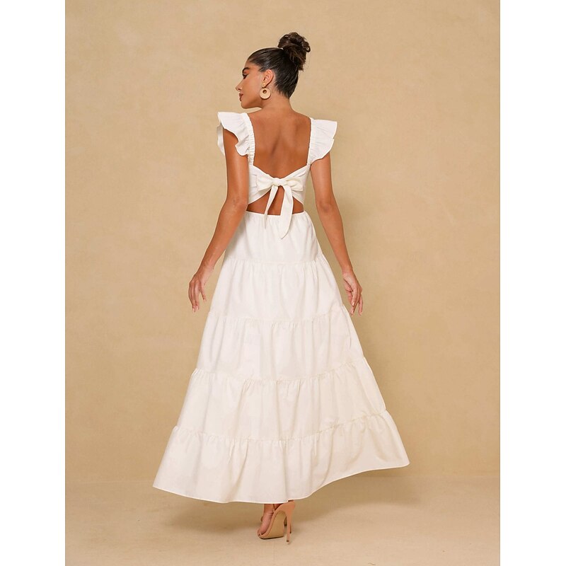 Retro Vintage Medieval Renaissance Midi Dress Flare Dress Flutter Sleeve Regency Inspired Fancy Dress Women's Carnival Valentine's Day Wedding Vacation Casual Daily Adults' Dress Spring & Summer3