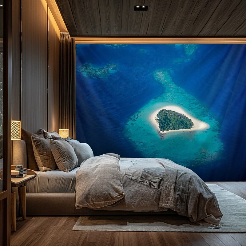 Landscape Ocean Hanging Tapestry Wall Art Large Tapestry Mural Decor Photograph Backdrop Blanket Curtain Home Bedroom Living Room Decoration Palm Trees4