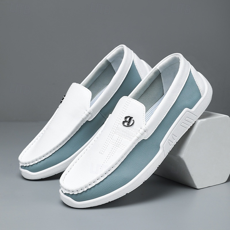 Men's Casual Slip-On Penny Loafers, Two-Tone Leather with Metallic Detail, Elegant Footwear for Smart Casual Events2