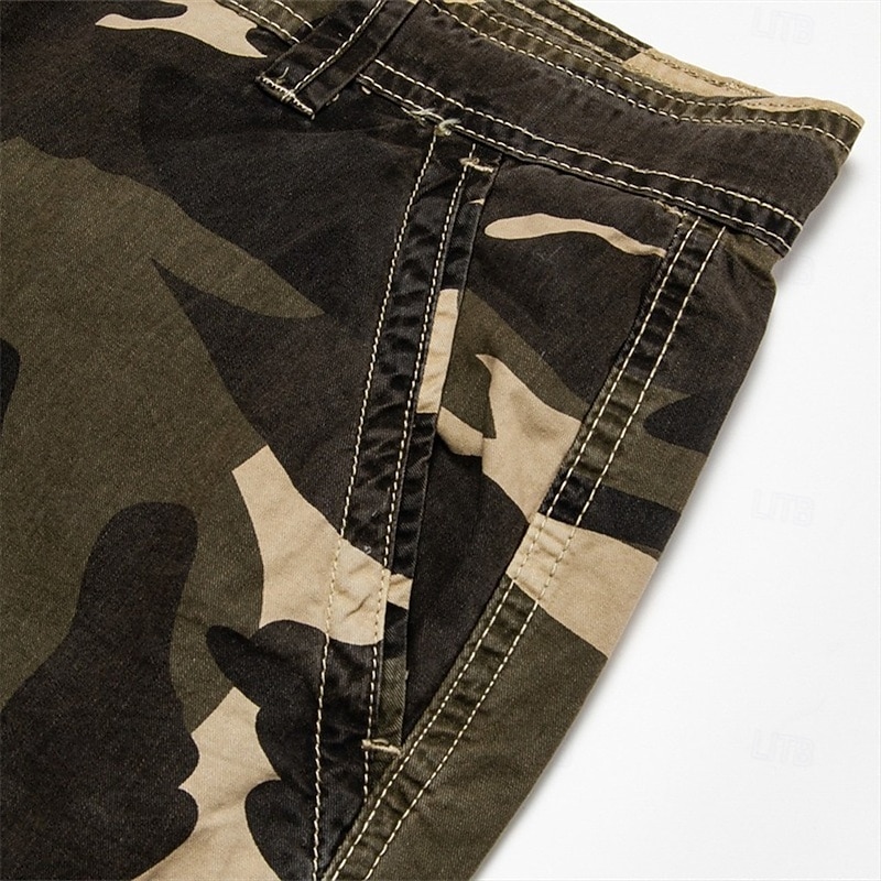 Men's Cargo Shorts Hiking Shorts Pocket Multi Pocket Camouflage Comfort Breathable Short Casual Chino Camouflage Red Camouflage Blue Inelastic4