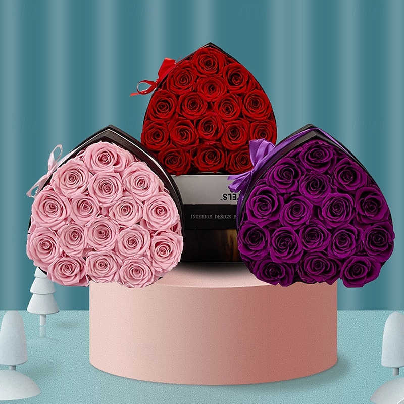 16 Flower Forever Heart Shape Box - Preserved Roses Gift for Her Preserved Flowers for Mothers Day Gifts Christmas Valentines Day Gifts for Mom