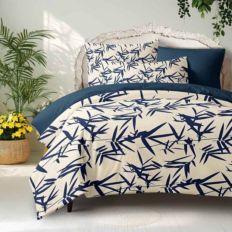 Bamboo Duvet Cover Full Size Bedding Set Bed Sets Quilt Cover Soft Lightweight Comforter Cover with 2 Pillowcases for Summer Spring