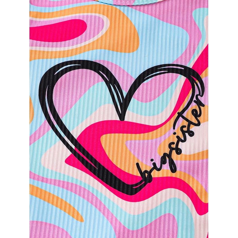 2 Pieces Kids Girls' Heart Crewneck Tank Top & Shorts Set Set Sleeveless Active Outdoor 4-7 Years Summer Pink4