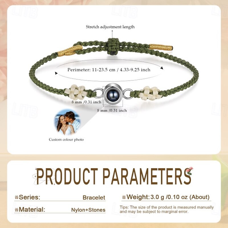 Personalized Heart-Shaped Bracelet Custom Best Gift for Mom - Photo Engraved with Projection Stone, Meaningful Gift for Mother, Wife, Partner, Female Friends, Perfect for Mother's Day, Women's Day3