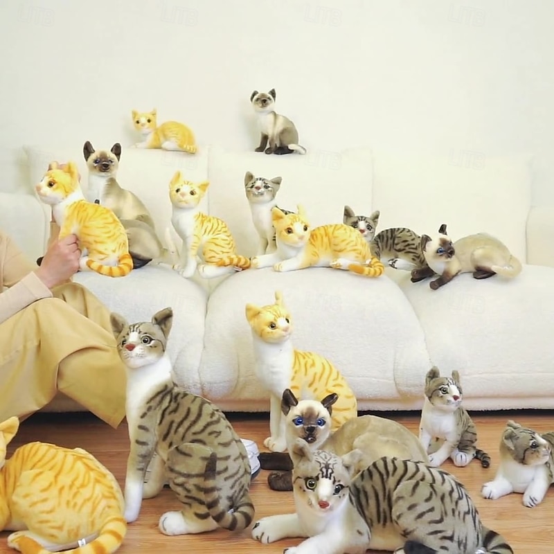 Plush Charming Lifelike Cat Toy Perfect Cozy - Ideal for Halloween Thanksgiving Christmas Valentine's Day Easter Living Room Bedroom Office Decor Lying Down Window4
