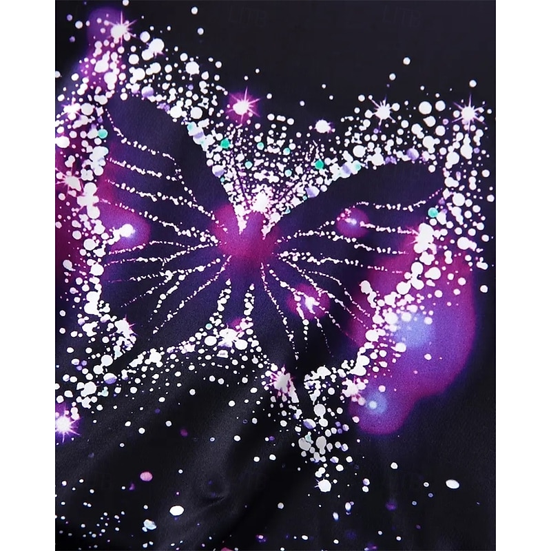 Girls' 3D Graphic Butterfly T-shirt & Shorts Set Short Sleeve Summer Spring Sports Fashion Daily Kids 4-12 Years Crew Neck Outdoor Vacation Sports Tailored Fit4