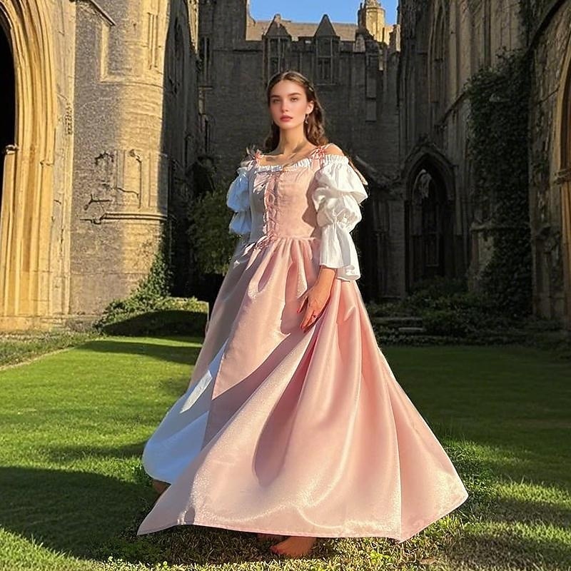 Retro Vintage Medieval Renaissance Dress Prom Dress Princess Elven Fancy Dress Women's Celtic Fantasy Royal Halloween Carnival Performance Party LARP Adults' Dress3