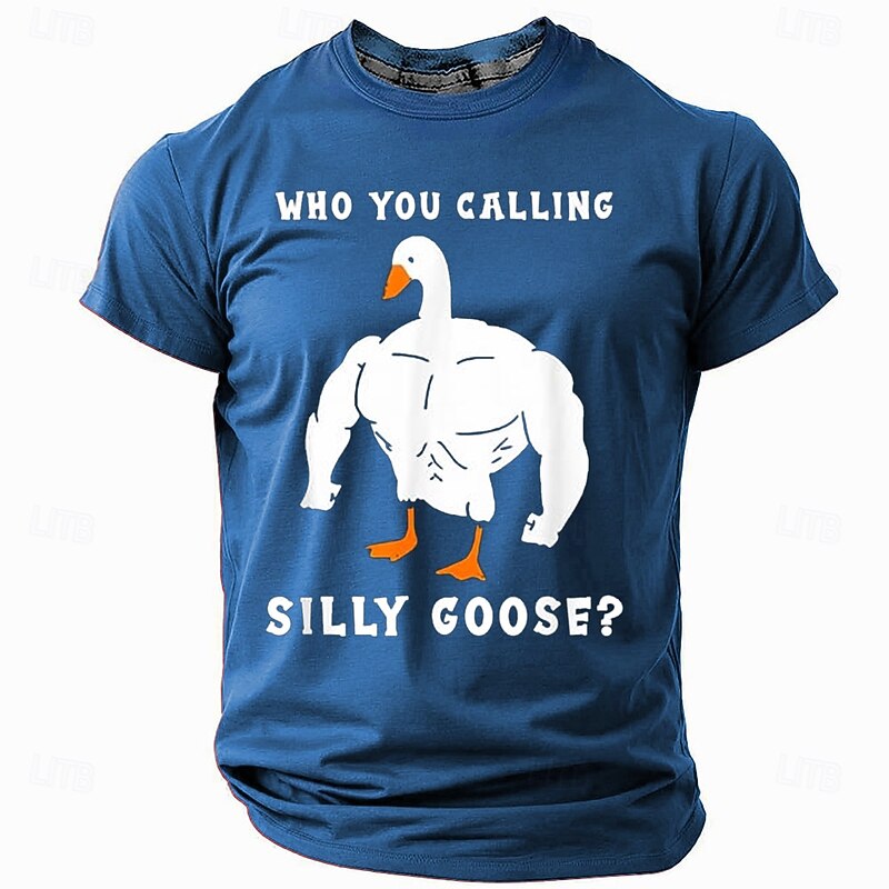 Men's Funny Goose T Shirt Short Sleeve T shirt 3D Print Crew Neck Shirt Exaggerated Designer Party Holiday Black Red Blue Summer Spring Clothing Apparel S M L XL XXL XXXL